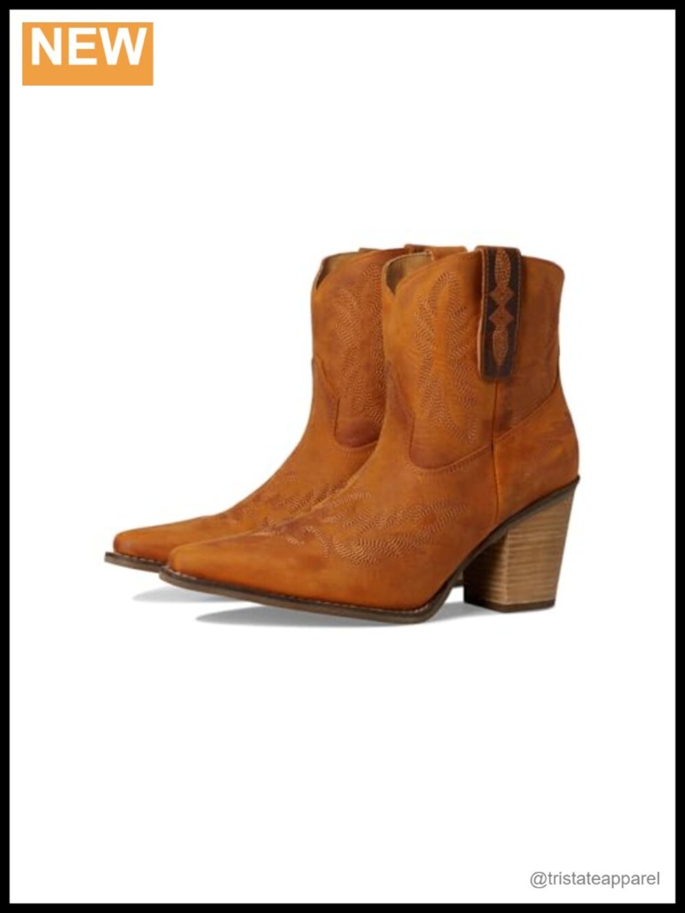 Dingo Embroidered Pointed Toe Ankle Boots 2.75" Mid Heel Western Booties